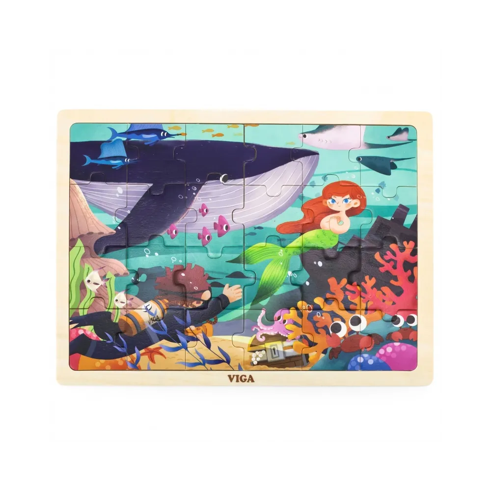 VIGA Drewniane Puzzle Układanka 24 el. Sekrety Morza