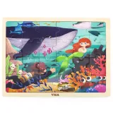 VIGA Drewniane Puzzle Układanka 24 el. Sekrety Morza