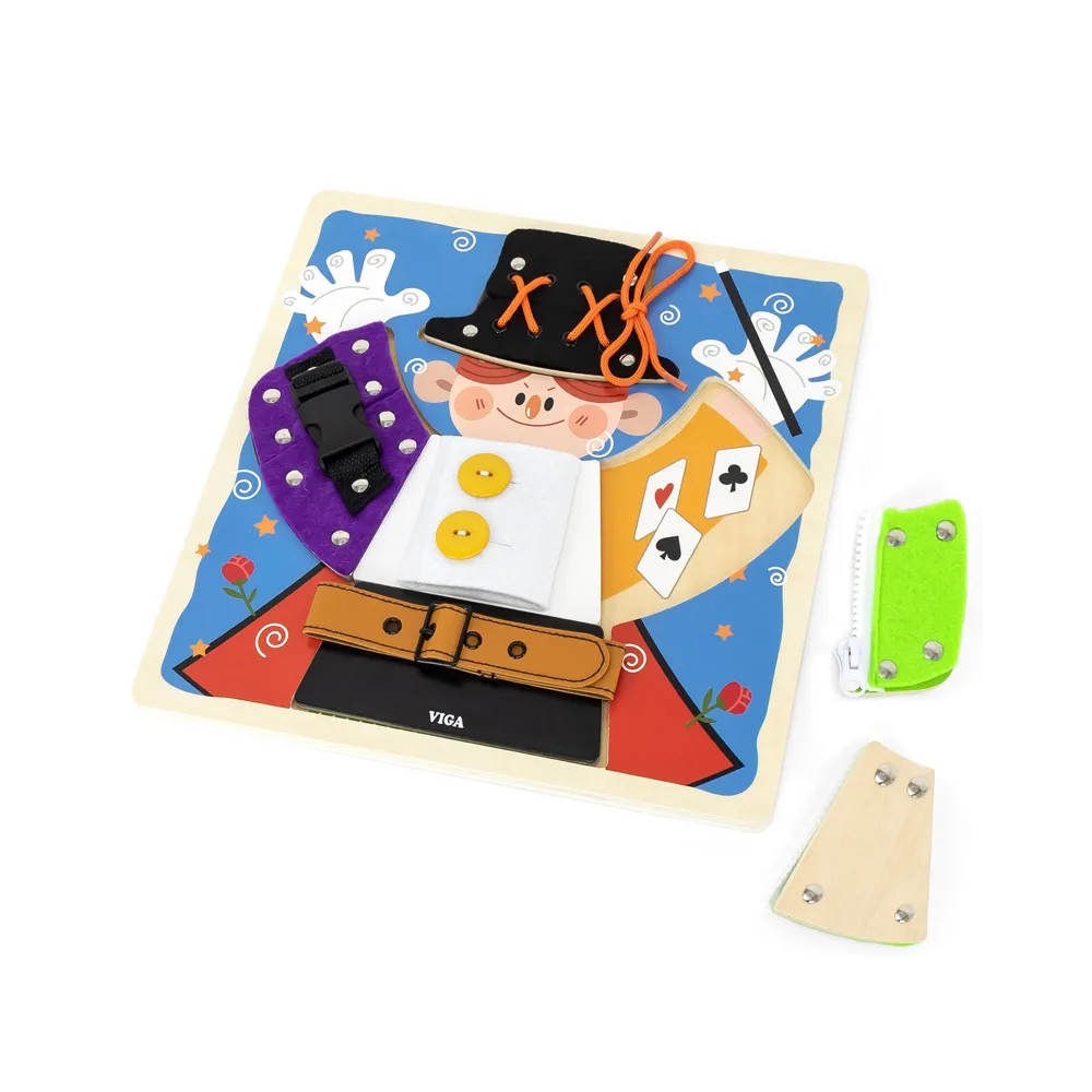 VIGA Drewniana Tablica Manipulacyjna Klamry Zamki Magik Monstessori
