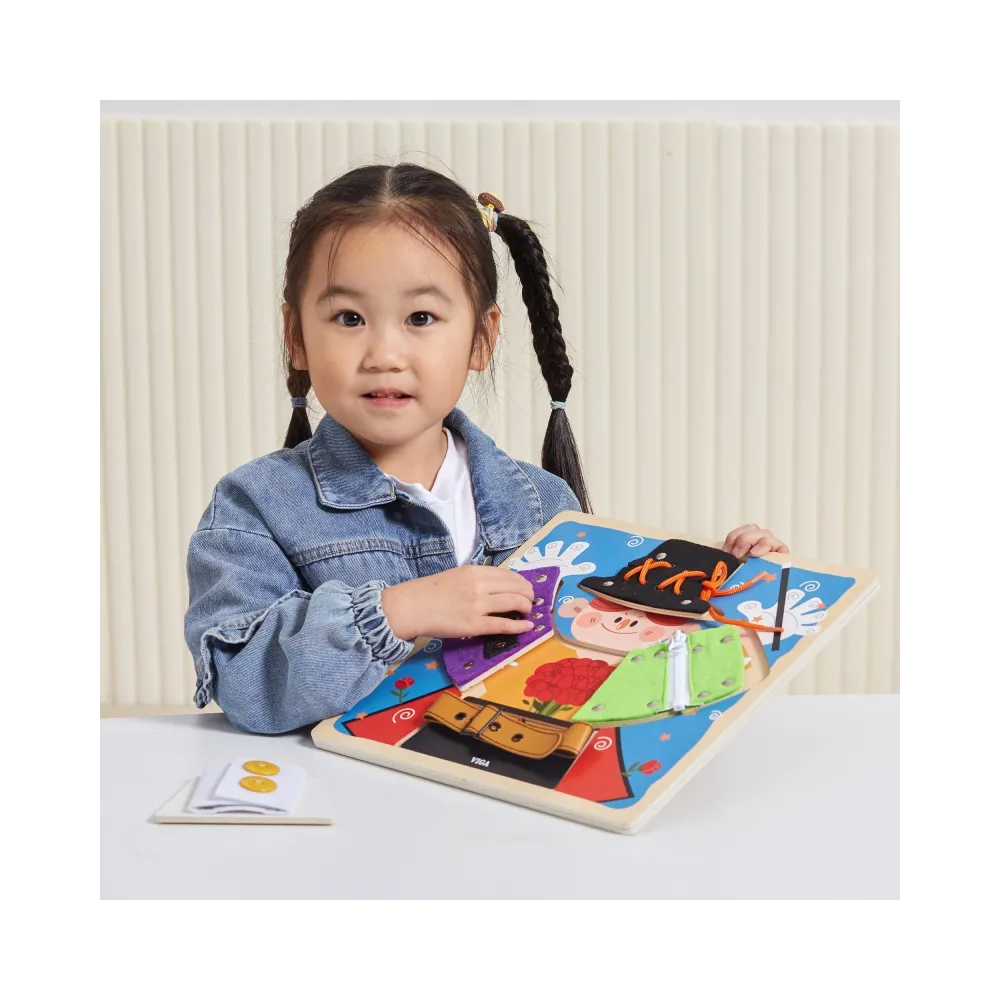 VIGA Drewniana Tablica Manipulacyjna Klamry Zamki Magik Monstessori