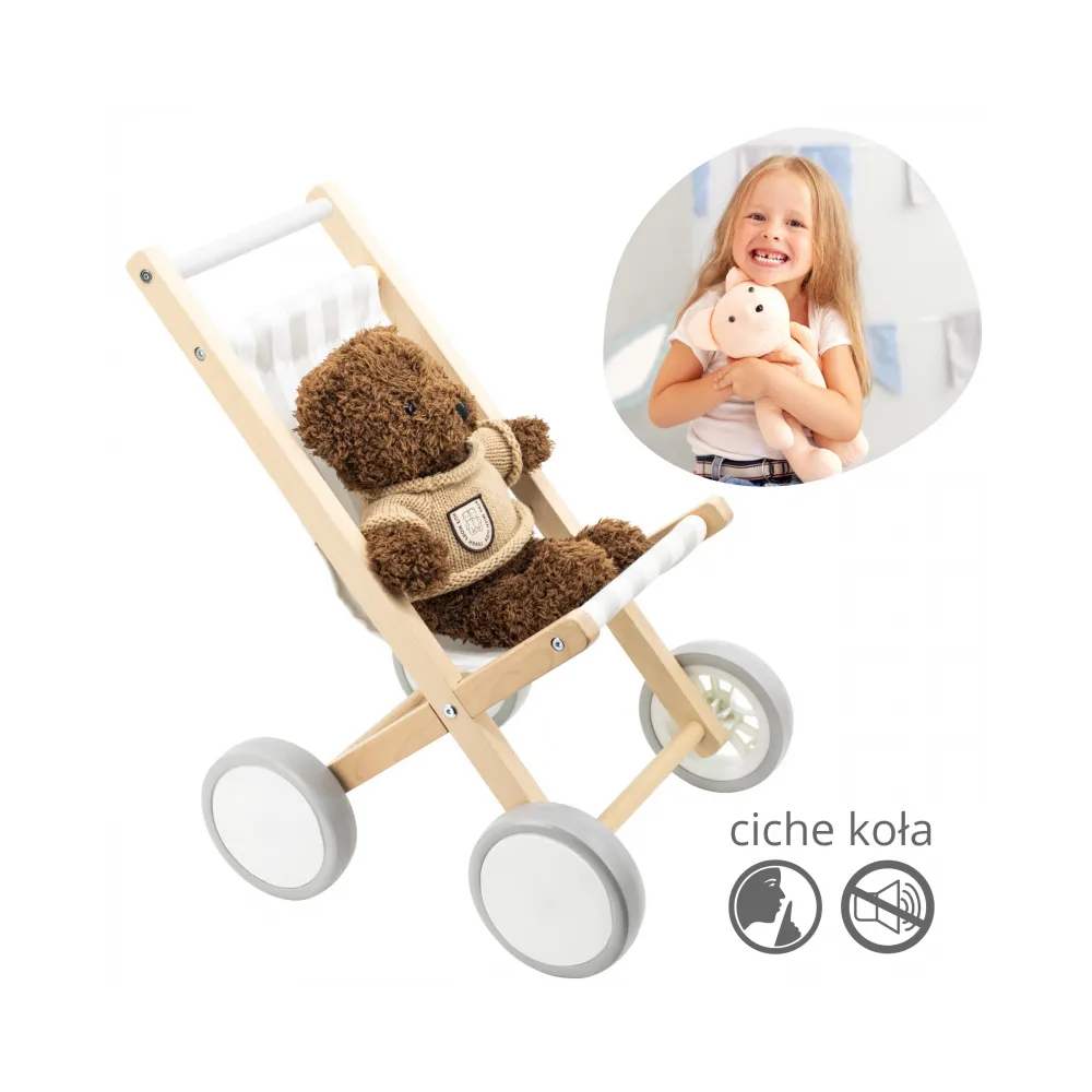 VIGA Drewniany Wózek Dla Lalek Spacerówka