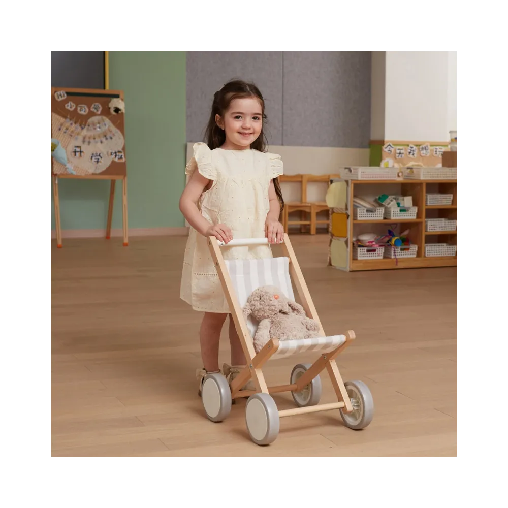 VIGA Drewniany Wózek Dla Lalek Spacerówka