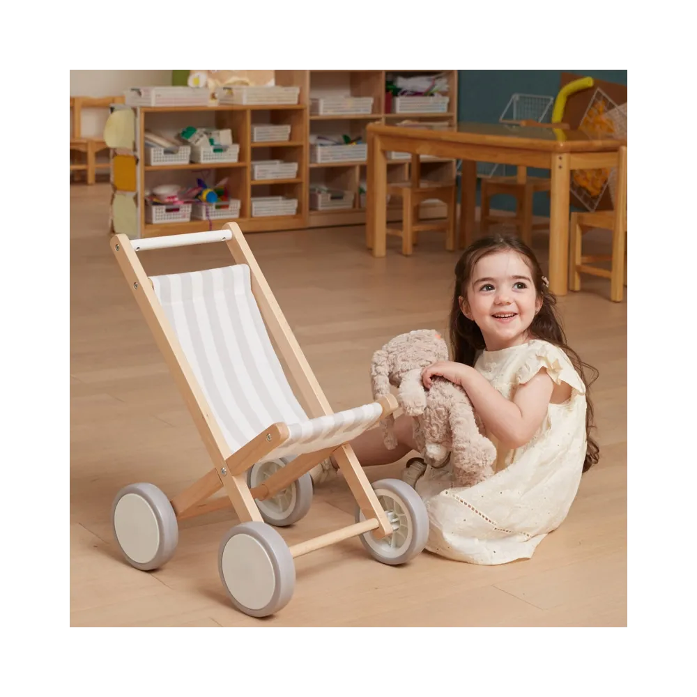 VIGA Drewniany Wózek Dla Lalek Spacerówka
