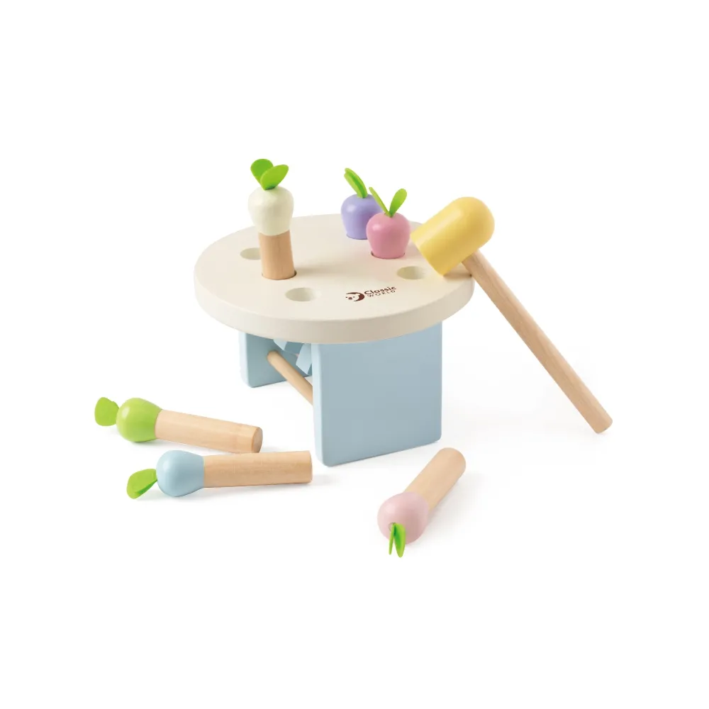 CLASSIC WORLD Drewniana Zabawka Uderz Marchewkę z Młotkiem 8 el.