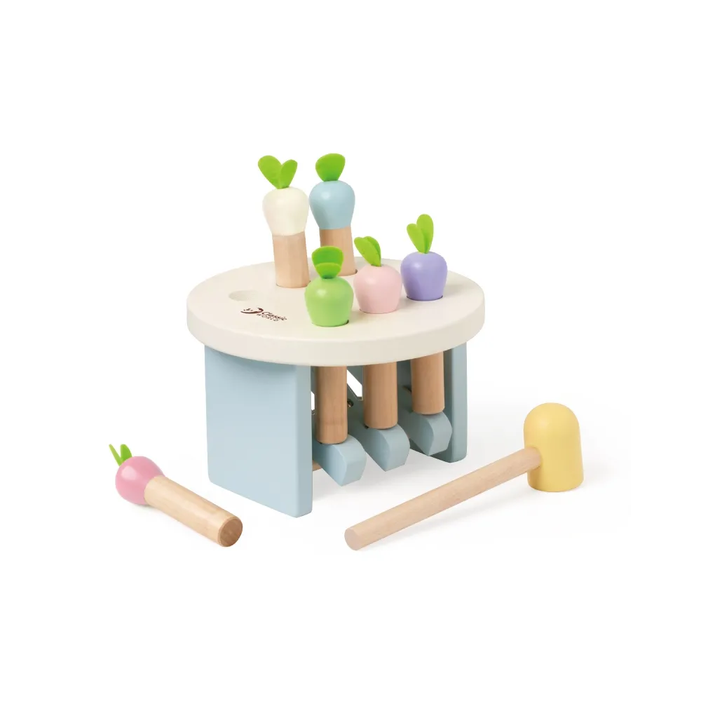 CLASSIC WORLD Drewniana Zabawka Uderz Marchewkę z Młotkiem 8 el.