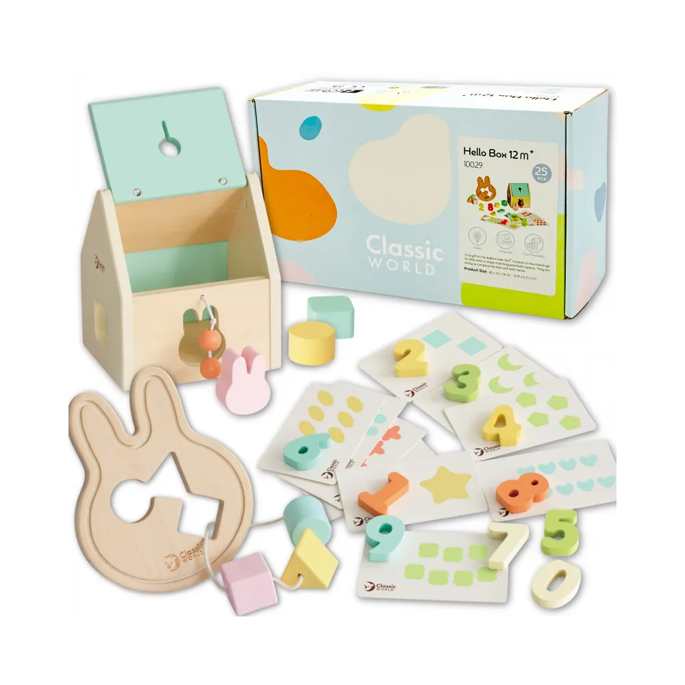 CLASSIC WORLD Pastelowy Zestaw dla Niemowląt Box Pierwsze Zabawki do Nauki od 12 do 18 miesiąca