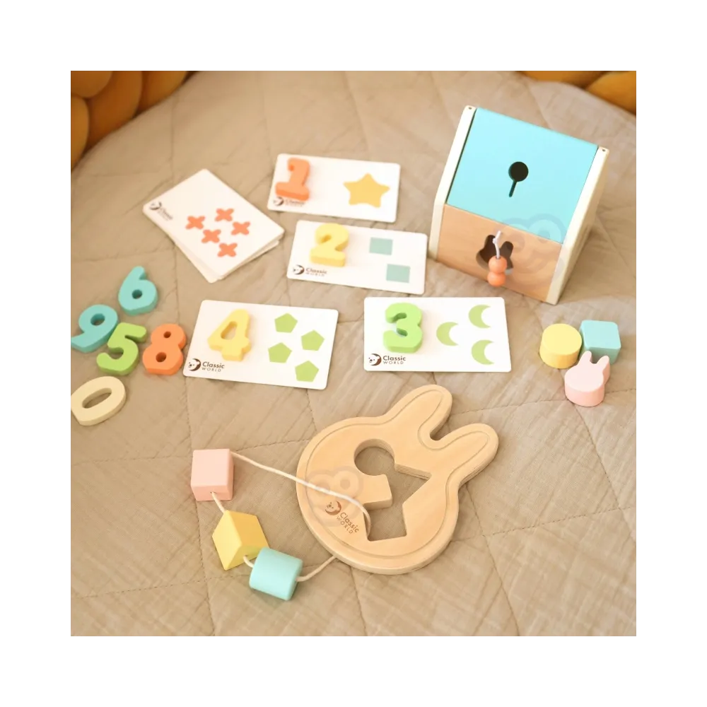 CLASSIC WORLD Pastelowy Zestaw dla Niemowląt Box Pierwsze Zabawki do Nauki od 12 do 18 miesiąca