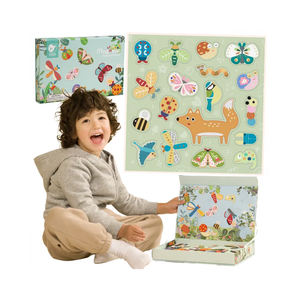 CLASSIC WORLD Układanka Magnetyczna Zwierzęta Tablica Klocki Puzzle Pamięć 66 el.