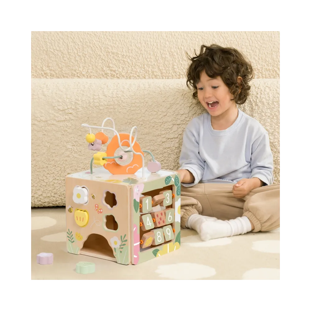 CLASSIC WORLD Drewniana Kostka Edukacyjna Sensoryczna 5w1