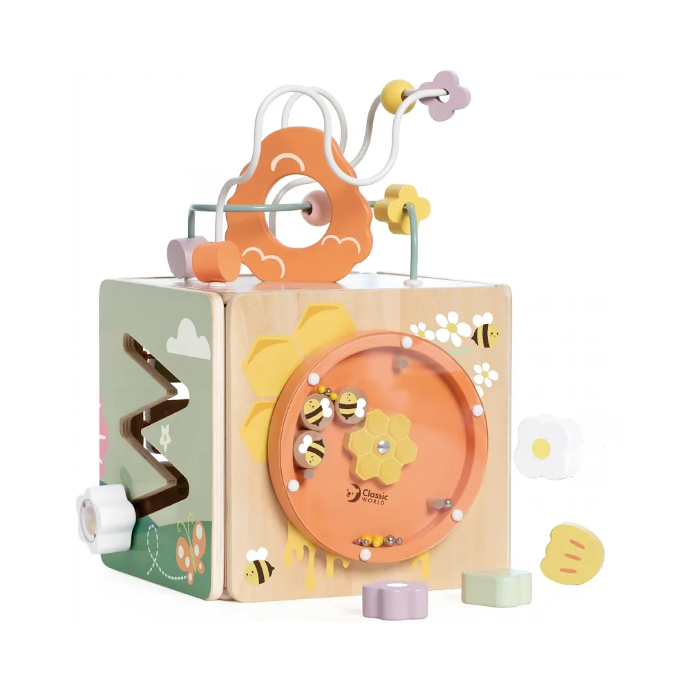 CLASSIC WORLD Drewniana Kostka Edukacyjna Sensoryczna 5w1