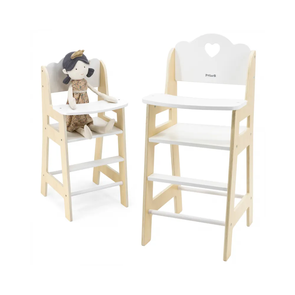 VIGA PolarB Krzesełko do Karmienia dla Lalek Białe Drewniane