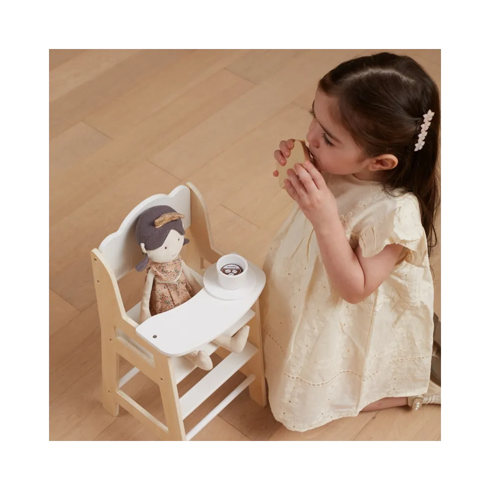 VIGA PolarB Krzesełko do Karmienia dla Lalek Białe Drewniane