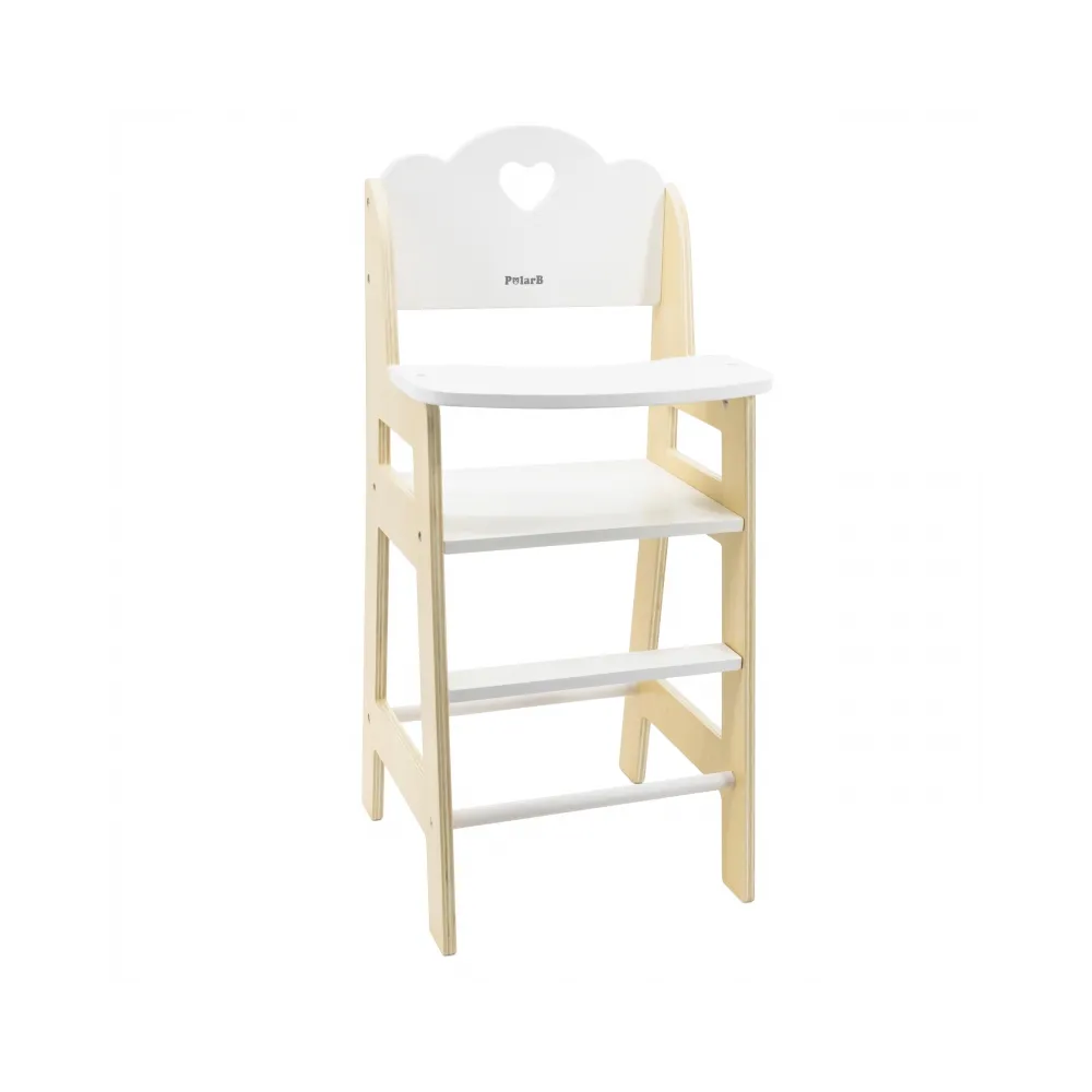VIGA PolarB Krzesełko do Karmienia dla Lalek Białe Drewniane