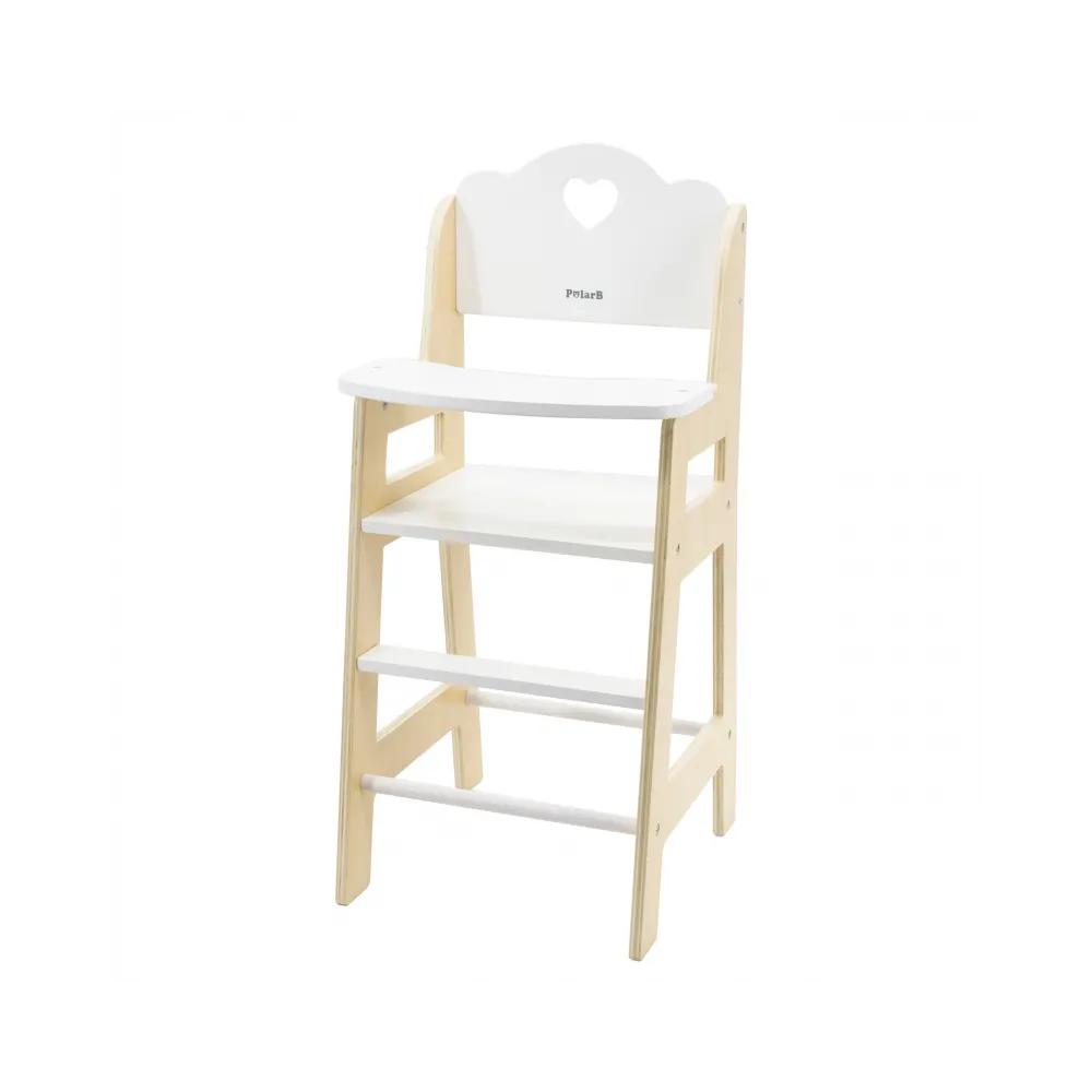 VIGA PolarB Krzesełko do Karmienia dla Lalek Białe Drewniane