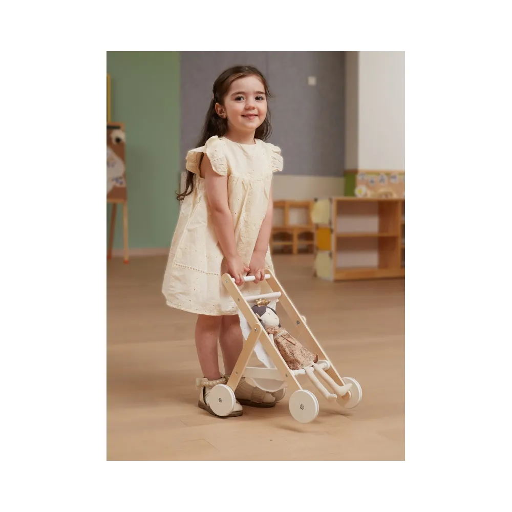 Wózek dla lalek z koszem i gumowymi kołami, zabawka PolarB