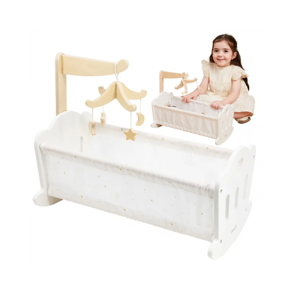 VIGA PolarB Kołyska Drewniana dla Lalek Łóżeczko