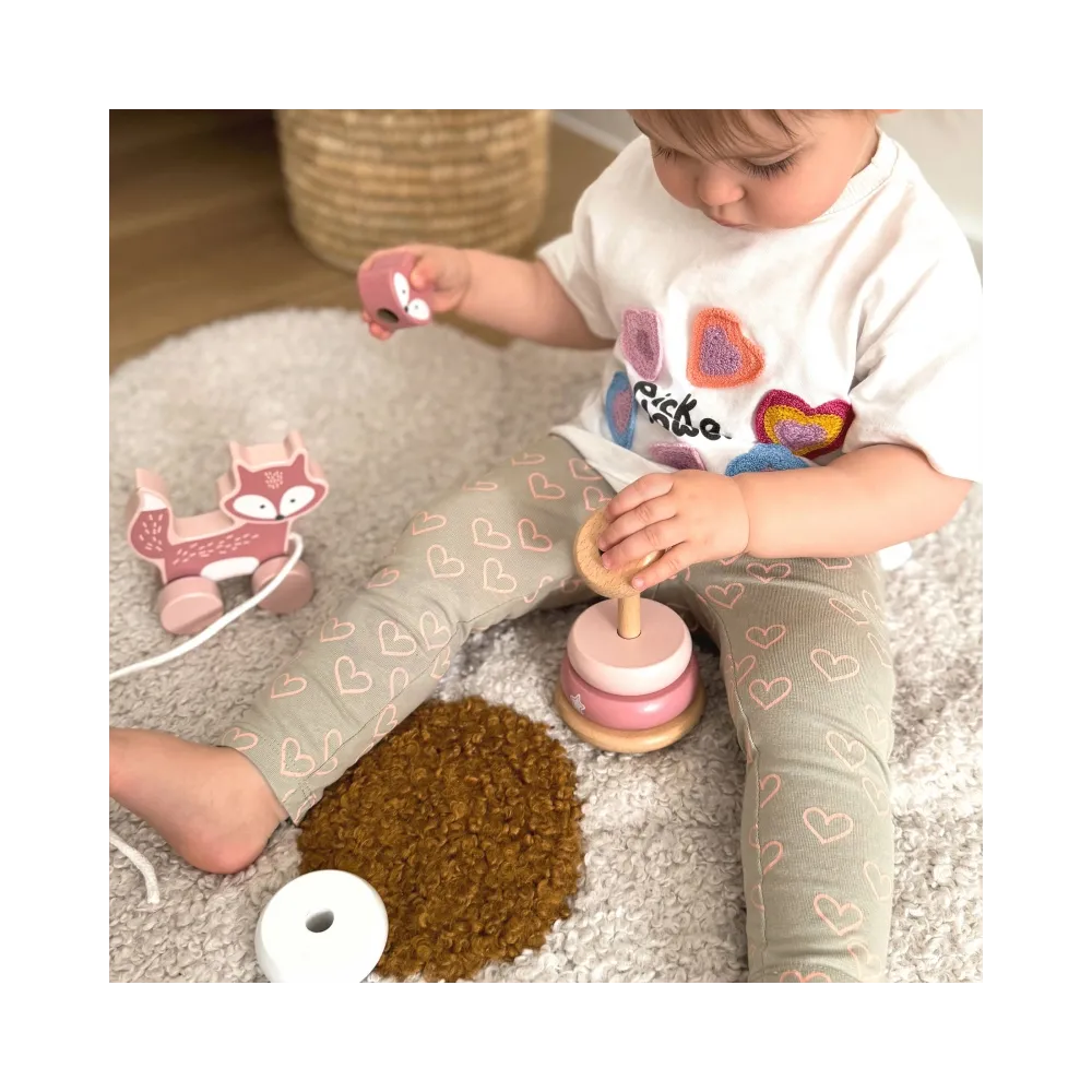 VIGA PolarB Zestaw Lisek Drewniana Piramidka + Lisek do Ciągnięcia