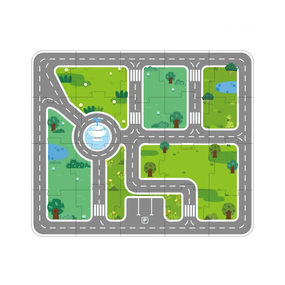 VIGA Zestaw Drewniany Budowanie Miasta Klocki Plansza Figurki