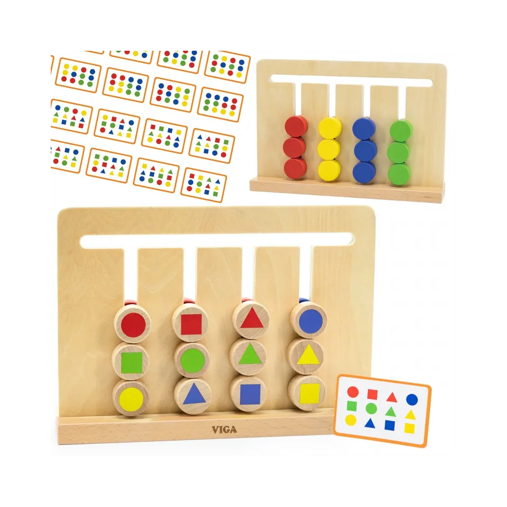 VIGA Gra Logiczna Odwzoruj Kolory i Figury Montessori