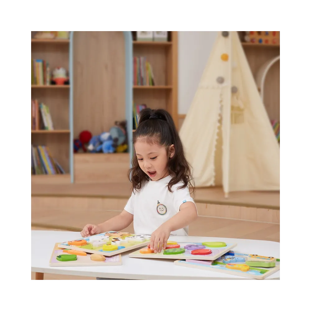 VIGA Drewniane Puzzle Układanka Montessori 2w1 Figurki Farma