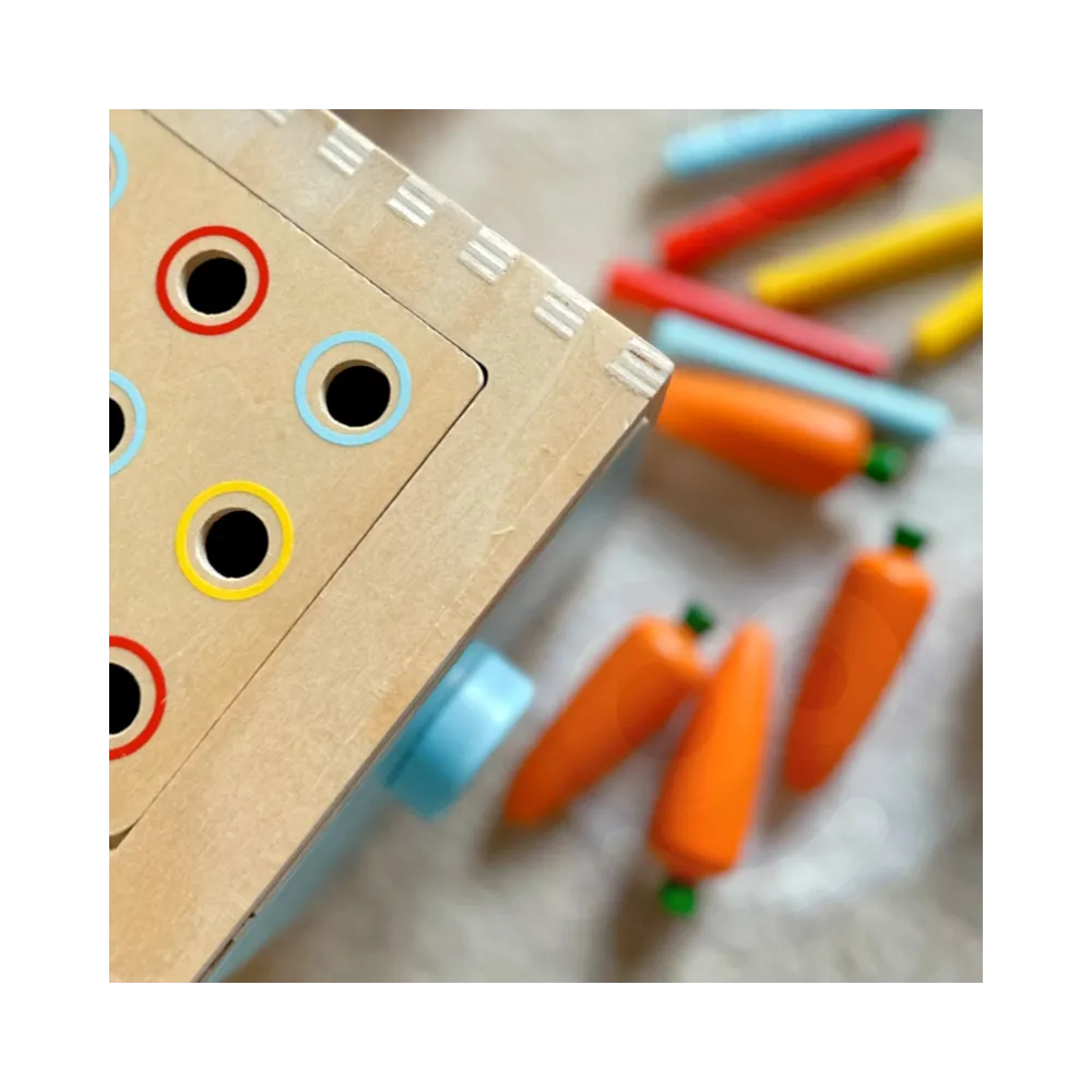 WOOPIE GREEN Drewniana Szuflada Edukacyjna 4w1 Sorter Montessori Gra w Marchewki FSC