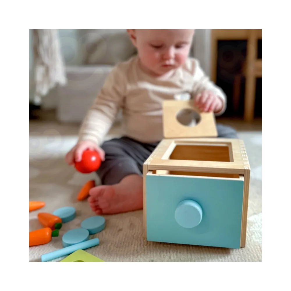 WOOPIE GREEN Drewniana Szuflada Edukacyjna 4w1 Sorter Montessori Gra w Marchewki FSC