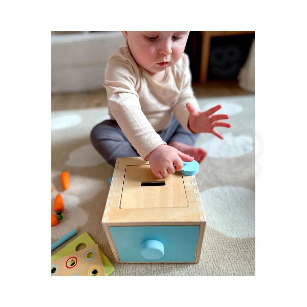 WOOPIE GREEN Drewniana Szuflada Edukacyjna 4w1 Sorter Montessori Gra w Marchewki FSC