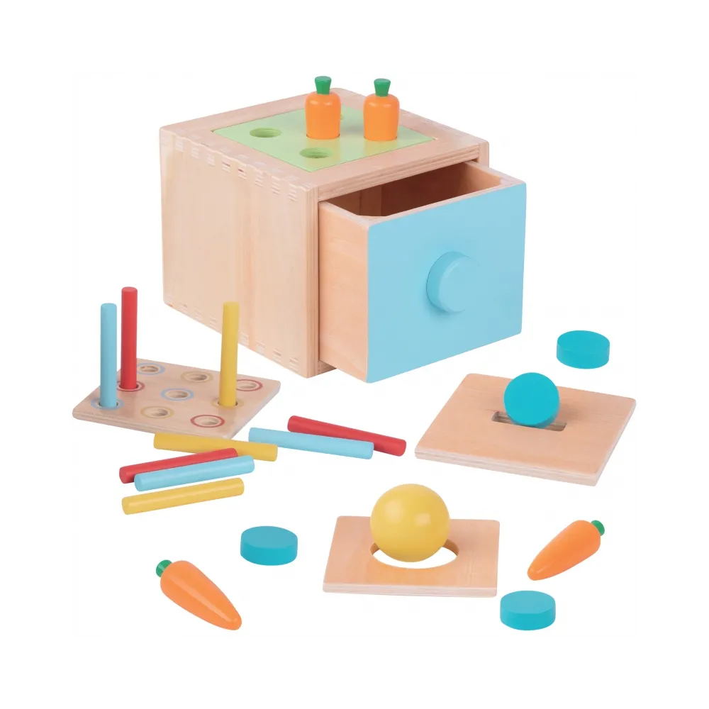 WOOPIE GREEN Drewniana Szuflada Edukacyjna 4w1 Sorter Montessori Gra w Marchewki FSC