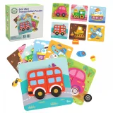 WOOPIE GREEN Układanka Drewniana Klocki Pojazdy Montessori