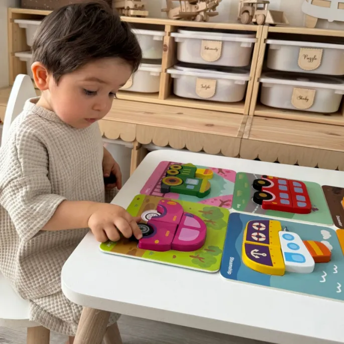 Kolorowe klocki montessori rozwijające zdolności manualne dzieci