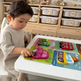 WOOPIE GREEN Układanka Drewniana Klocki Pojazdy Montessori