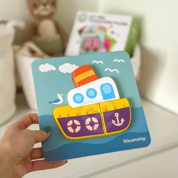 WOOPIE GREEN Układanka Drewniana Klocki Pojazdy Montessori