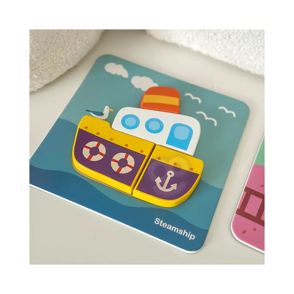 WOOPIE GREEN Układanka Drewniana Klocki Pojazdy Montessori