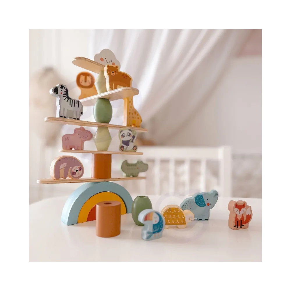 WOOPIE GREEN Balansujące Drewniane Zwierzęta Układanka w Stosy FSC