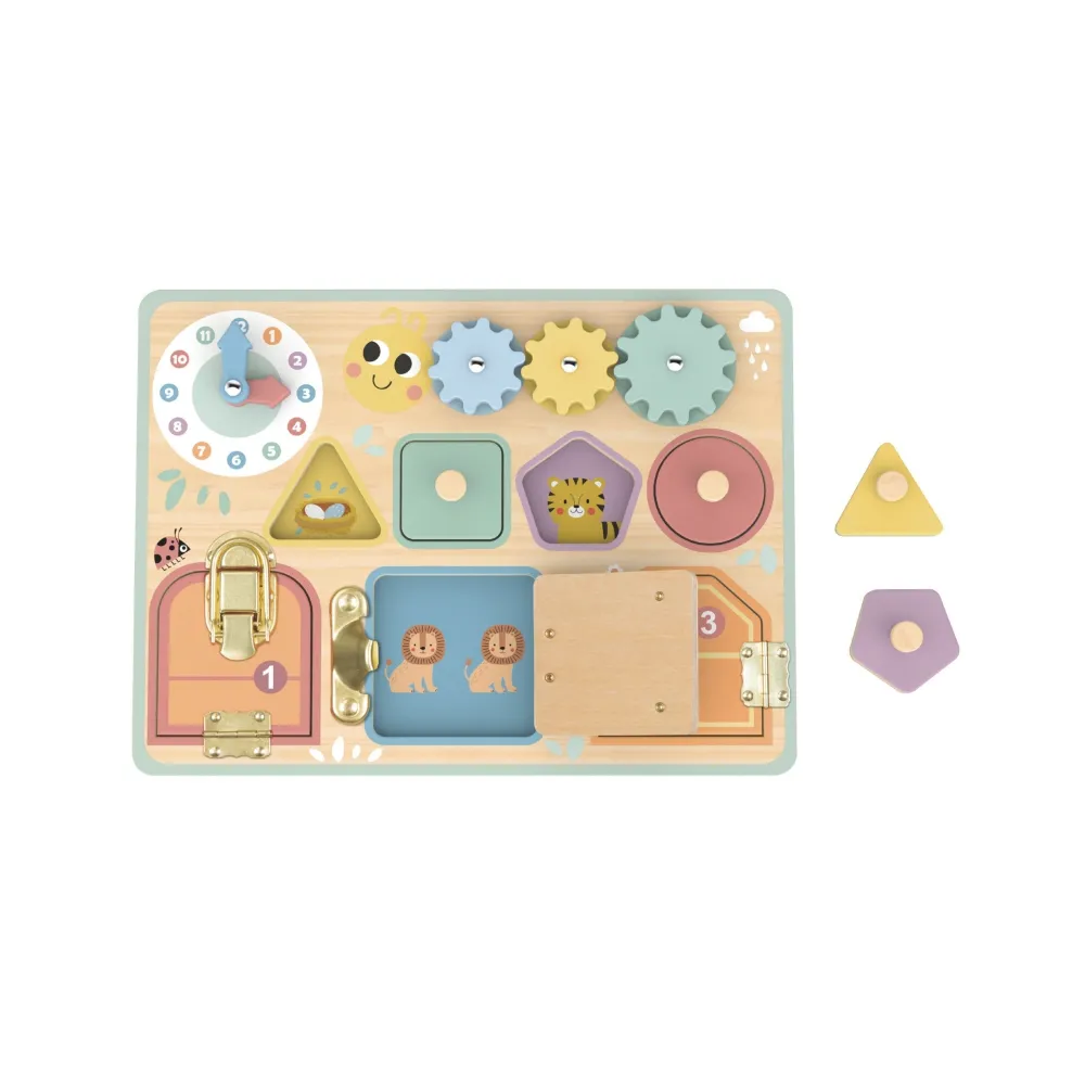 TOOKY TOY Tablica Manipulacyjna Zamki Zębatki Sorter Zegar