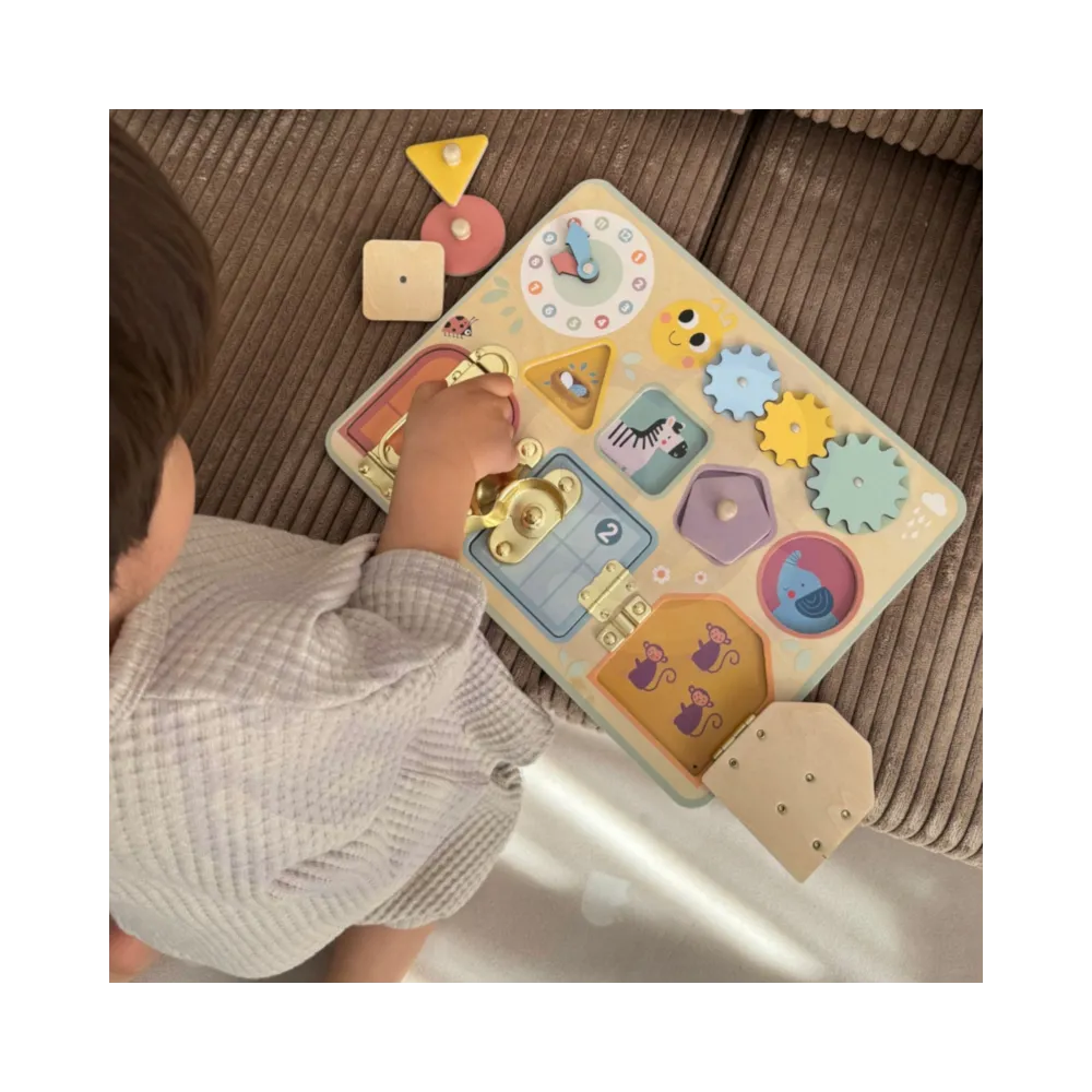TOOKY TOY Tablica Manipulacyjna Zamki Zębatki Sorter Zegar