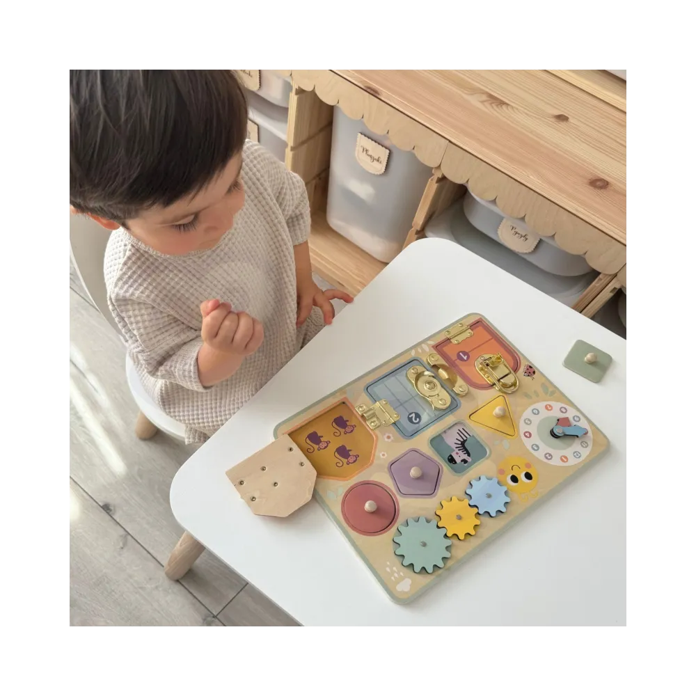 TOOKY TOY Tablica Manipulacyjna Zamki Zębatki Sorter Zegar
