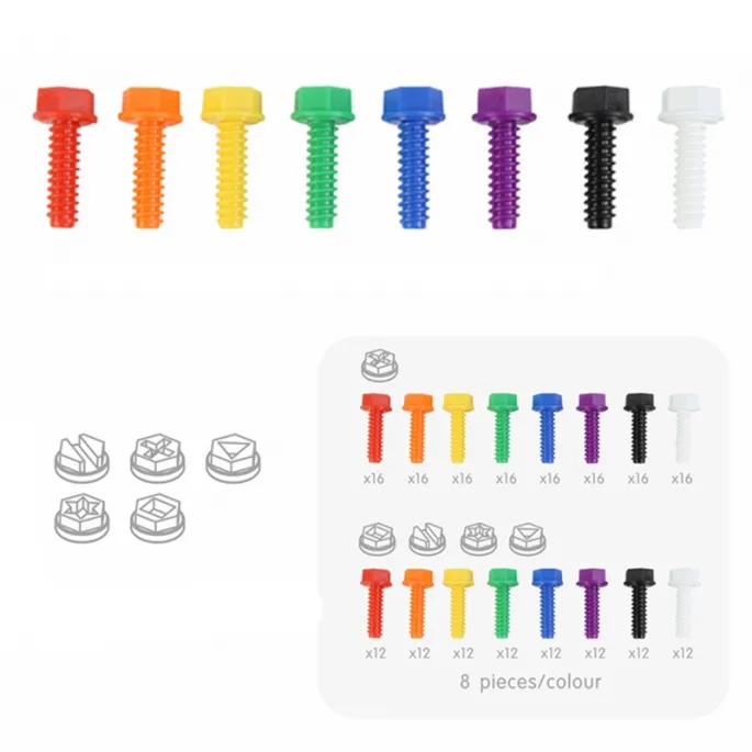 Edukacyjne śrubki w różnych kolorach do tablicy