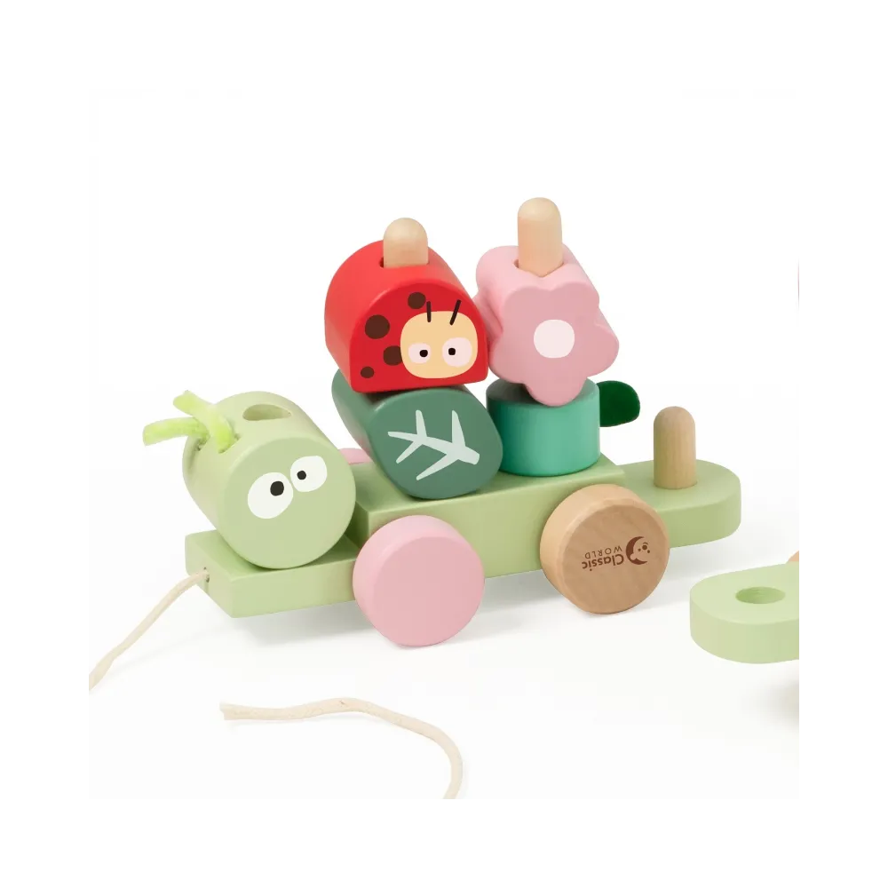 CLASSIC WORLD Montessori Kolejka Gąsienica Drewniana Układanka