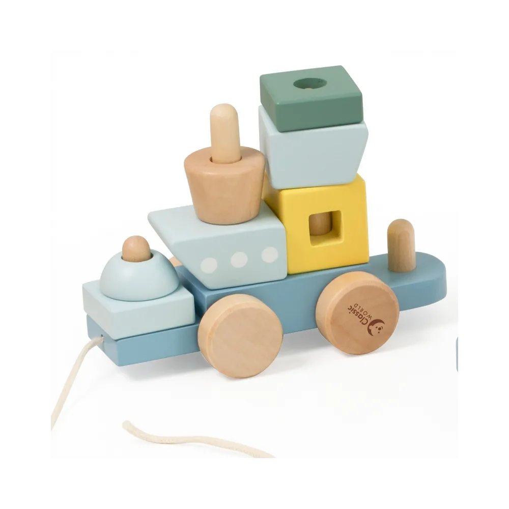 Zestaw kolejki zawiera 28 elementów rozwijających motorykę.