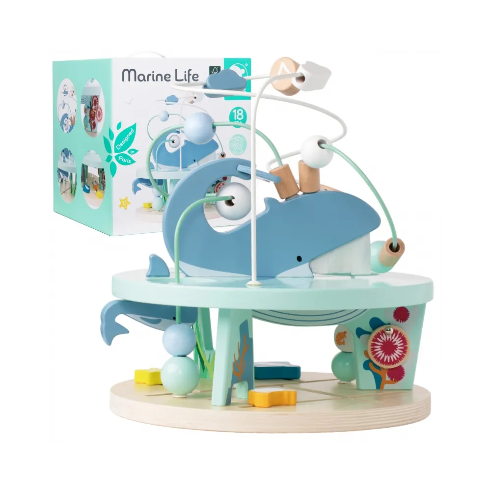 CLASSIC WORLD Drewniany Edukacyjny Labirynt Przeplatanka Życie Morskie 18m+