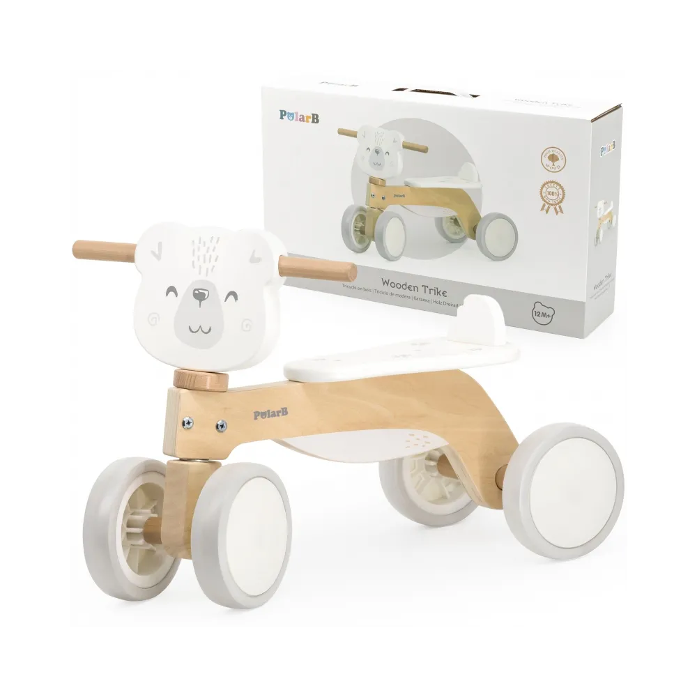 VIGA PolarB Drewniany Jeździk Miś Polarny Miękkie Koła