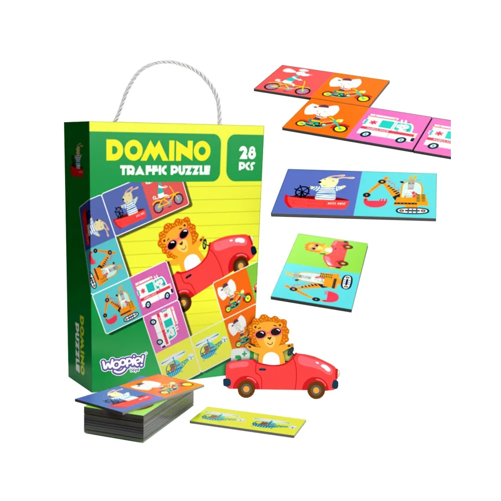 WOOPIE Gra Edukacyjna Transport Zwierzęta Puzzle Domino Montessori