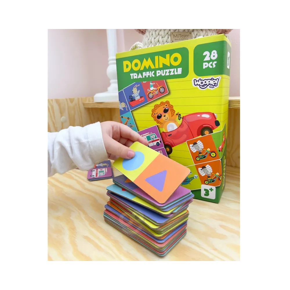 WOOPIE Gra Edukacyjna Transport Zwierzęta Puzzle Domino Montessori