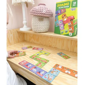 WOOPIE Gra Edukacyjna Transport Zwierzęta Puzzle Domino Montessori