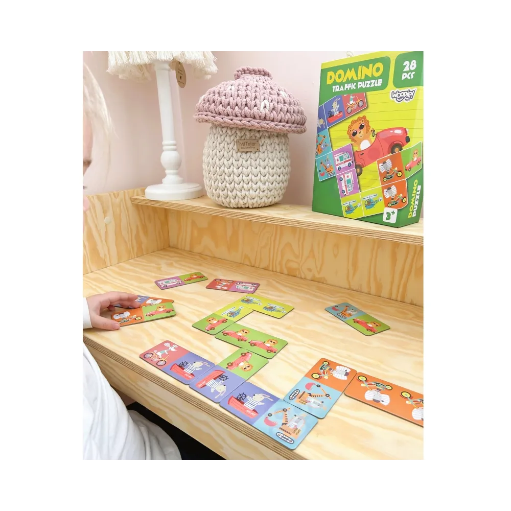 WOOPIE Gra Edukacyjna Transport Zwierzęta Puzzle Domino Montessori