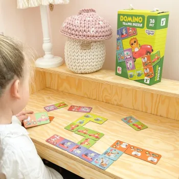 WOOPIE Gra Edukacyjna Transport Zwierzęta Puzzle Domino Montessori