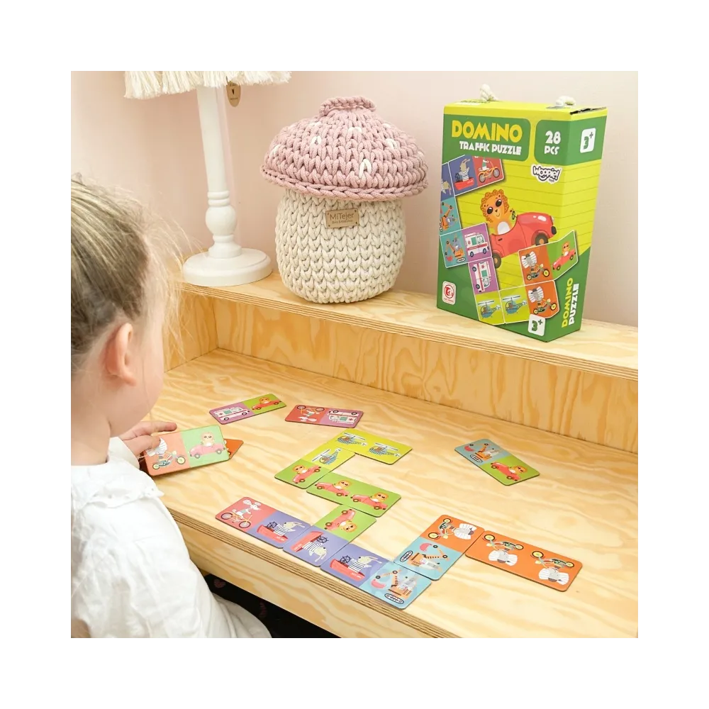 WOOPIE Gra Edukacyjna Transport Zwierzęta Puzzle Domino Montessori