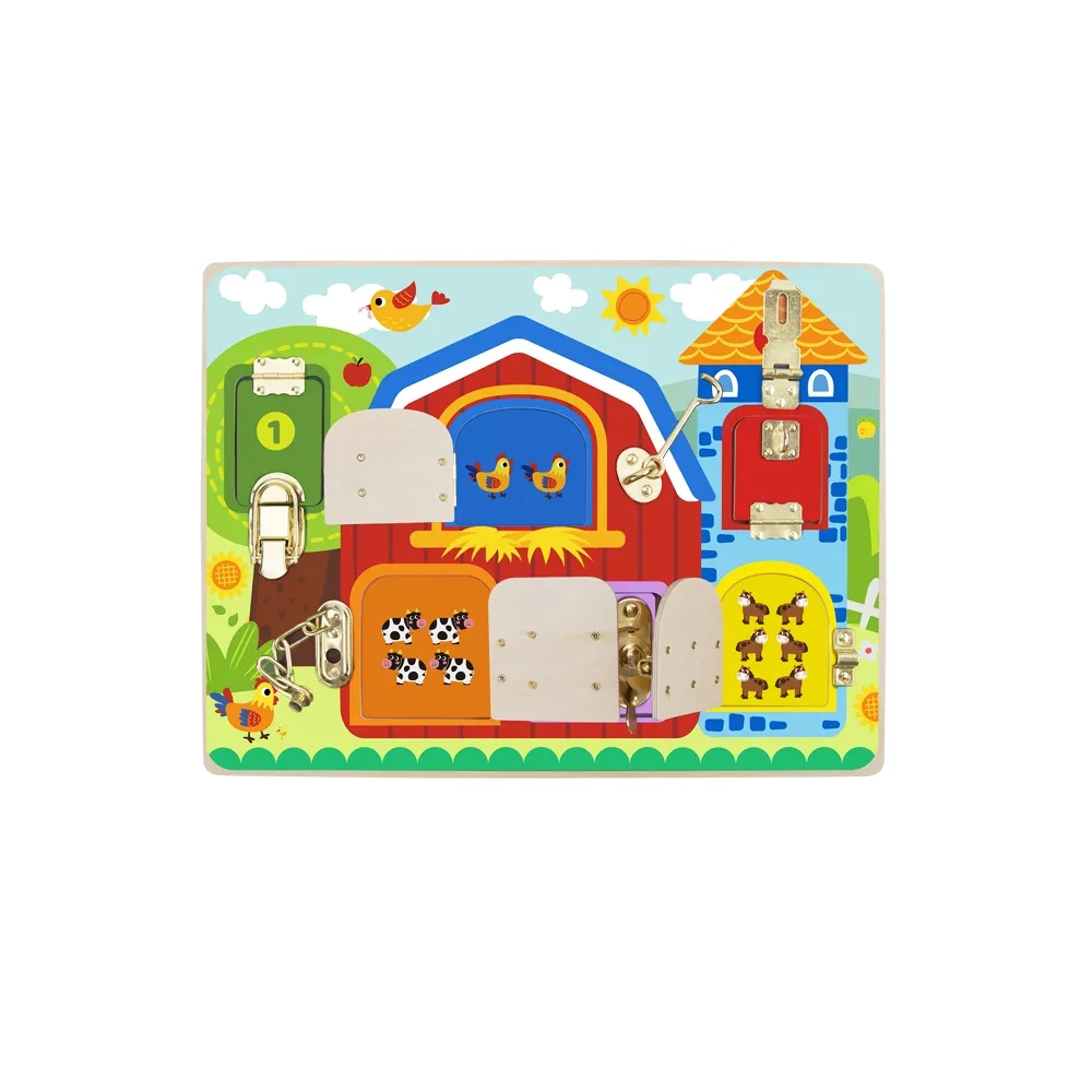 TOOKY TOY Tablica Manipulacyjna Zamki Obrazki Farma