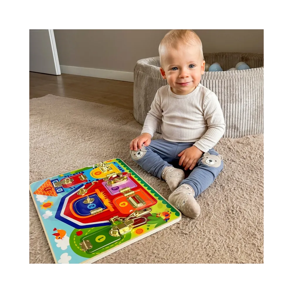 TOOKY TOY Tablica Manipulacyjna Zamki Obrazki Farma